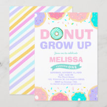 Baby Girl Sprinkles Birthday Donut Grow Up Party