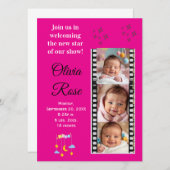 Baby Girl Star Aankondiging Uitnodiging (Voorkant / Achterkant)