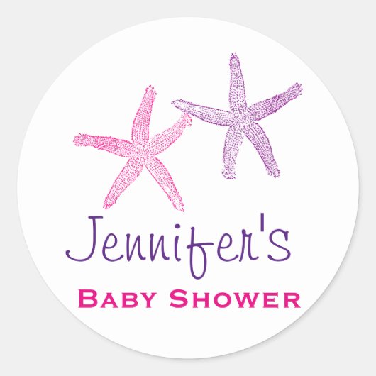 Baby Girl Starfish Simple Shower Stickers (Voorkant)