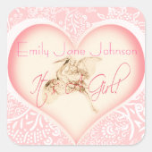 Baby Girl-Stickers met een storm Vierkante Sticker (Voorkant)