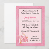 Baby Girl Stork Shower Invitations Kaart (Voorkant / Achterkant)