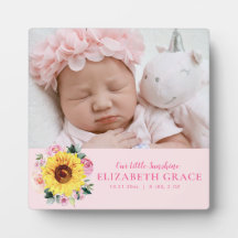 Baby Girl Sunflower Roze Floral Persoonlijke foto