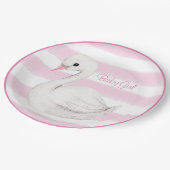 Baby Girl Swan Girly Pink Script Baby shower Papieren Bordje (Gekanteld)