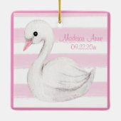 Baby Girl Swan Girly Pink Script personaliseren Keramisch Ornament (Achterkant)