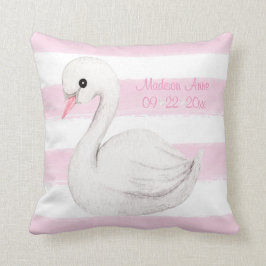 Baby Girl Swan Pink Script Pas Keepasje aan Kussen