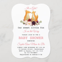 Baby Girl Sweet Fox Woodland Baby shower
