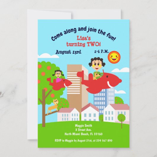 Baby girl taart met moeder tweede verjaardagsfeest kaart (Voorkant)