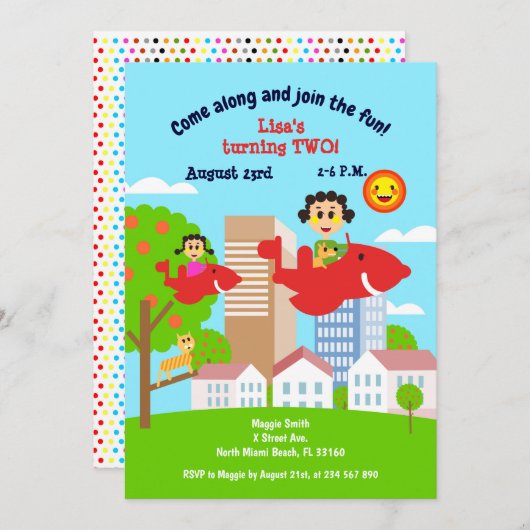 Baby girl taart met moeder tweede verjaardagsfeest kaart (Voorkant / Achterkant)