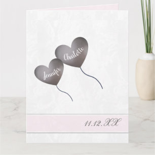 Baby girl tart roze en paarse ballonaankondiging kaart