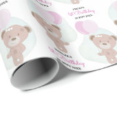 Baby Girl Teddy Bear Cadeaupapier (Rol Hoek)