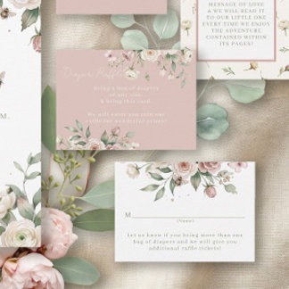 Baby Girl to Bee Roze Bloem Meisje Luier Raffle Informatiekaartje