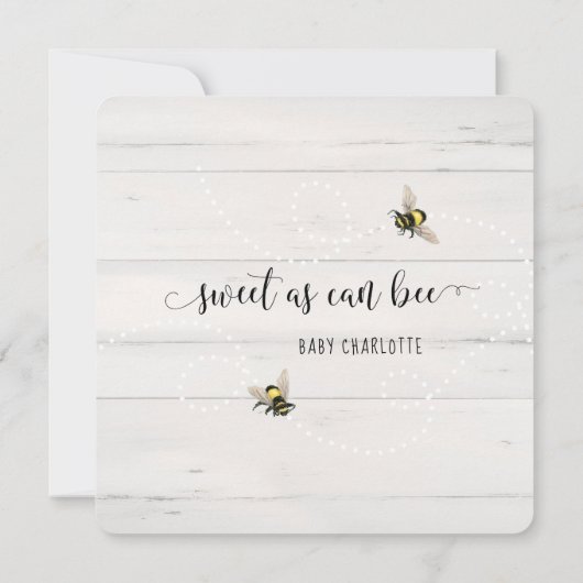 Baby Girl to Bee Sunflower Pink Hydrangeas Shower Kaart (Achterkant)