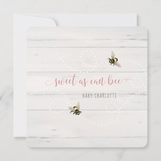 Baby Girl to Bee Sunflower Pink Hydrangeas Shower Kaart (Achterkant)