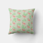 Baby Girl Tropical Pink Flamingo Name Nursery Kussen (Achterkant)