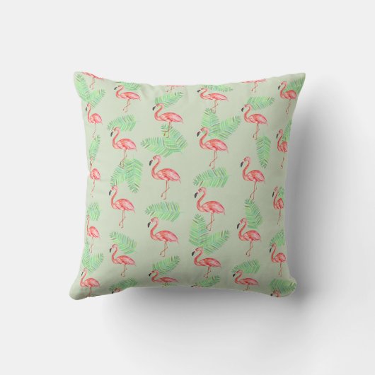 Baby Girl Tropical Pink Flamingo Name Nursery Kussen (Achterkant)