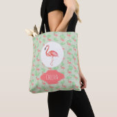 Baby Girl Tropische Waterverf Flamingo Name Diaper Tote Bag (Dichtbij)