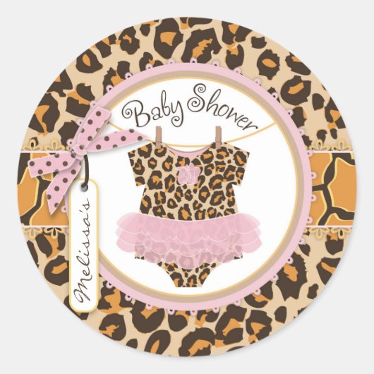 Baby Girl Tutu Cheetah Label Baby shower (Voorkant)