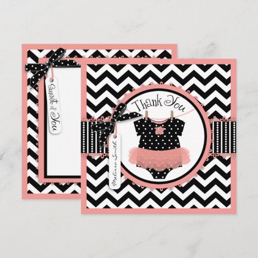 Baby Girl Tutu Chevron Afdrukken Dank je Bedankkaart (Voorkant / Achterkant)