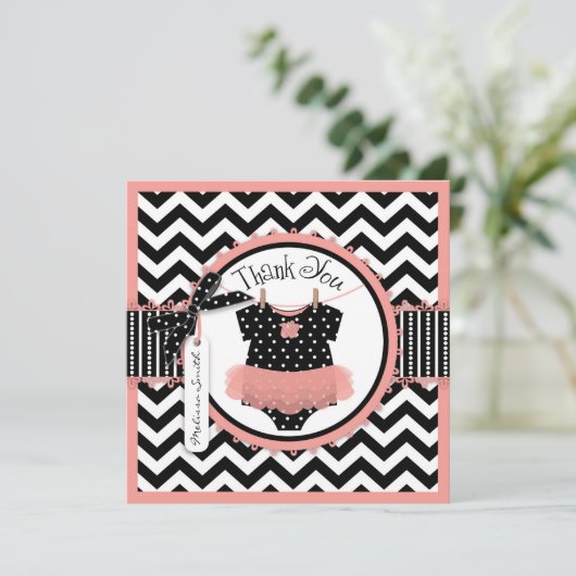 Baby Girl Tutu Chevron Afdrukken Dank je Bedankkaart (Staand voorkant)