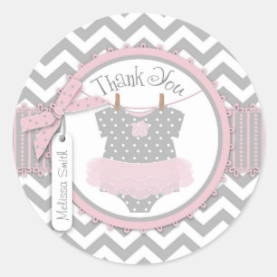 Baby Girl Tutu Chevron Afdrukken Dank je wel Ronde Sticker
