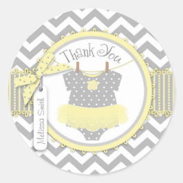 Baby Girl Tutu Chevron Afdrukken Dank je wel Ronde Sticker