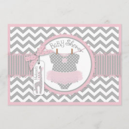 Baby Girl Tutu Chevron Giraffe Baby shower Kaart