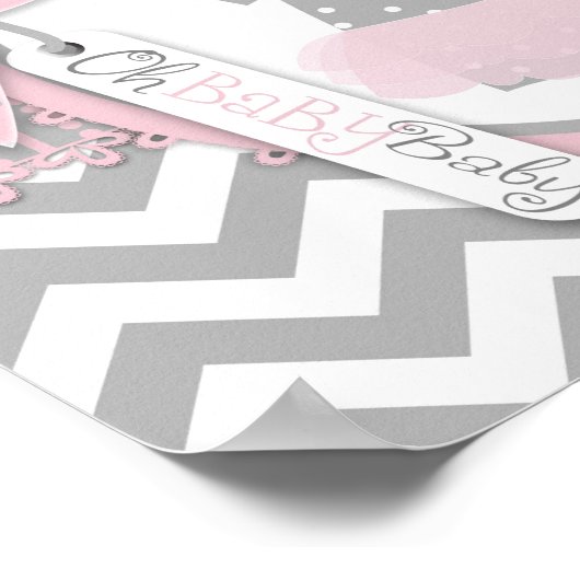 Baby Girl Tutu Chevron Print Baby shower Banner (Hoek)