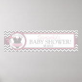 Baby Girl Tutu Chevron Print Baby shower Banner (Voorkant)