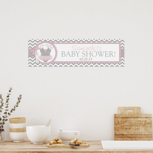 Baby Girl Tutu Chevron Print Baby shower Banner (Keuken)
