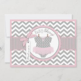 Baby Girl Tutu Chevron Print Baby shower Kaart