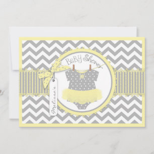 Baby Girl Tutu Chevron Print Baby shower Kaart