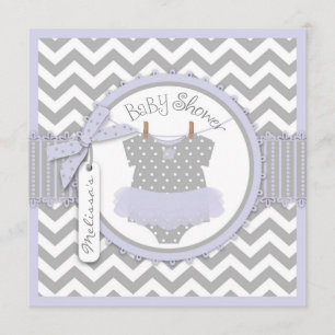 Baby Girl Tutu Chevron Print Baby shower Kaart