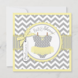 Baby Girl Tutu Chevron Print Baby shower Kaart
