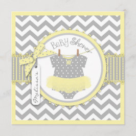 Baby Girl Tutu Chevron Print Baby shower Kaart