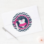 Baby Girl Tutu Chevron Print Baby shower Ronde Sticker (Envelop)