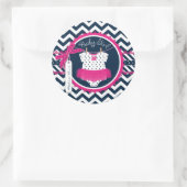 Baby Girl Tutu Chevron Print Baby shower Ronde Sticker (Tas)
