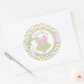 Baby Girl Tutu Chevron Print Baby shower Ronde Sticker (Envelop)