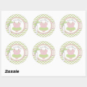 Baby Girl Tutu Chevron Print Baby shower Ronde Sticker (Vel)