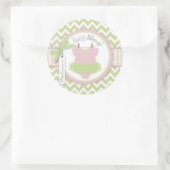 Baby Girl Tutu Chevron Print Baby shower Ronde Sticker (Tas)