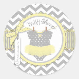 Baby Girl Tutu Chevron Print Baby shower Ronde Sticker