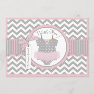 Baby Girl Tutu Chevron Print Dank je Bedankkaart