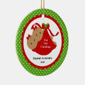 Baby Girl Twins Baby's Eerste kerstversiering Keramisch Ornament (Rechts)