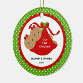 Baby Girl Twins Baby's Eerste kerstversiering Keramisch Ornament (Links)