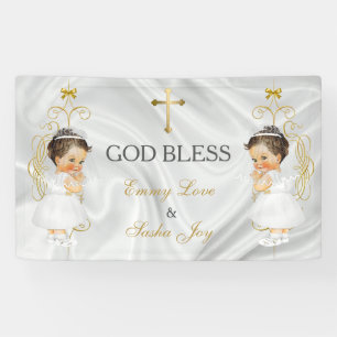 Baby Girl Twins Baptism Christening Gold Spandoek