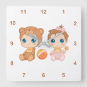 Baby Girl Twins Beer Jumpsuit 2 Vierkante Klok (Voorkant)