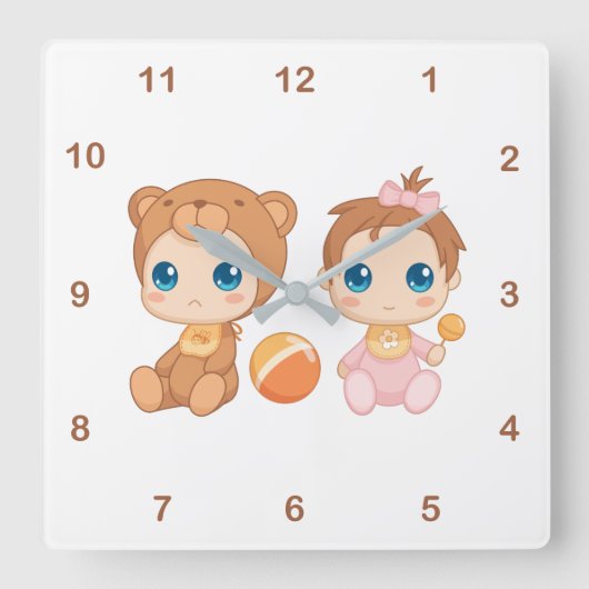 Baby Girl Twins Beer Jumpsuit 2 Vierkante Klok (Voorkant)