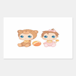 Baby Girl Twins Beer Jumpsuit Rechthoekige Sticker