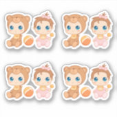 Baby Girl Twins Beer Jumpsuit set van 4 Sticker (Voorkant)