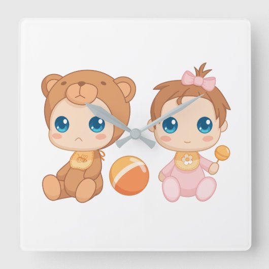 Baby Girl Twins Beer Jumpsuit Vierkante Klok (Voorkant)