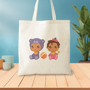 Baby Girl Twins Paars Beer Jumpsuit Canvas tas